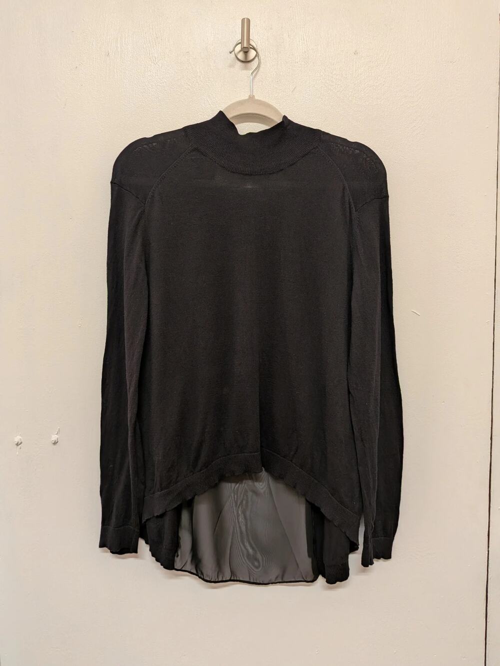 Kenneth Cole Mock Neck Zip-Up Sweater In Black, Size M